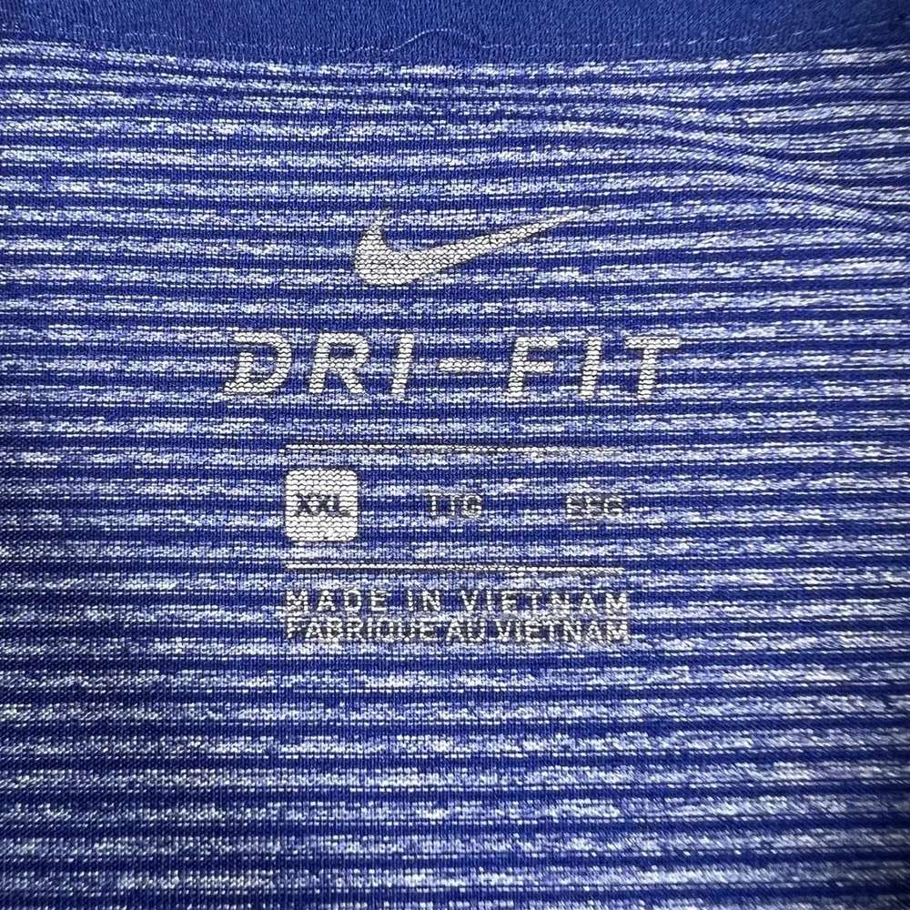 Nike Dri-Fit Golf Polo Shirt Men's 2XL Blue Striped Collared Short Sleeve